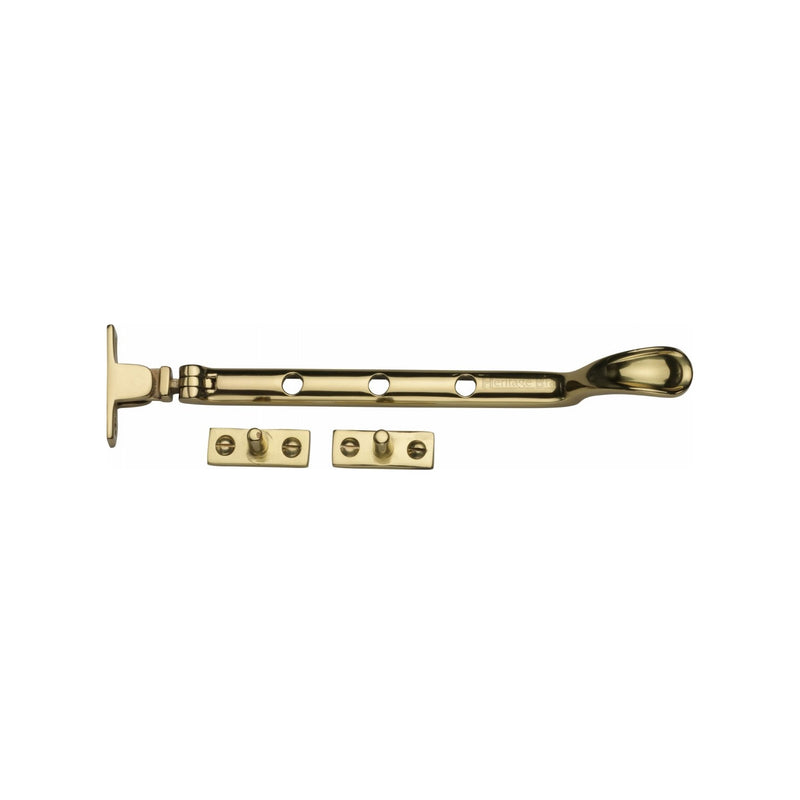 Heritage Brass Casement Window Stay Spoon Pattern 8" Polished Brass finish - V990 8-PB - Choice Handles