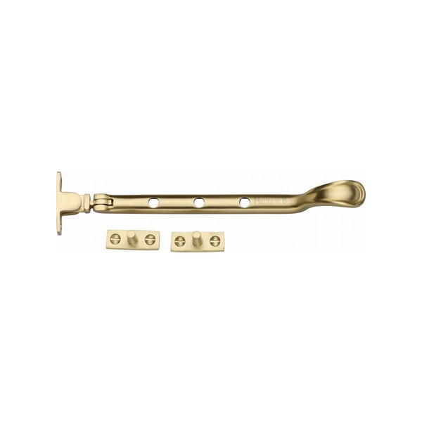 Heritage Brass Casement Window Stay Spoon Pattern 8" Satin Brass finish - V990 8-SB - Choice Handles