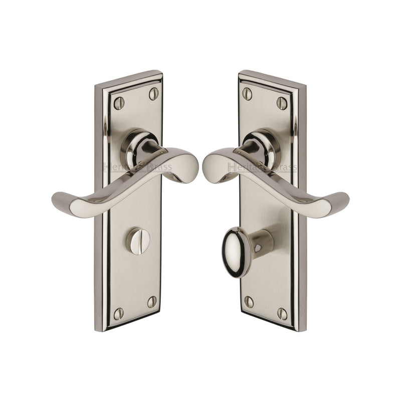 Heritage Brass Door Handle for Bathroom Edwardian Design Mercury finish - W3220-MC - Choice Handles
