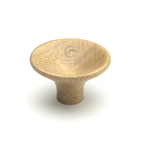 Wooden Cabinet Knob Trumpet Design 38mm Oak Finish
 - W4491-38-OAK - Choice Handles