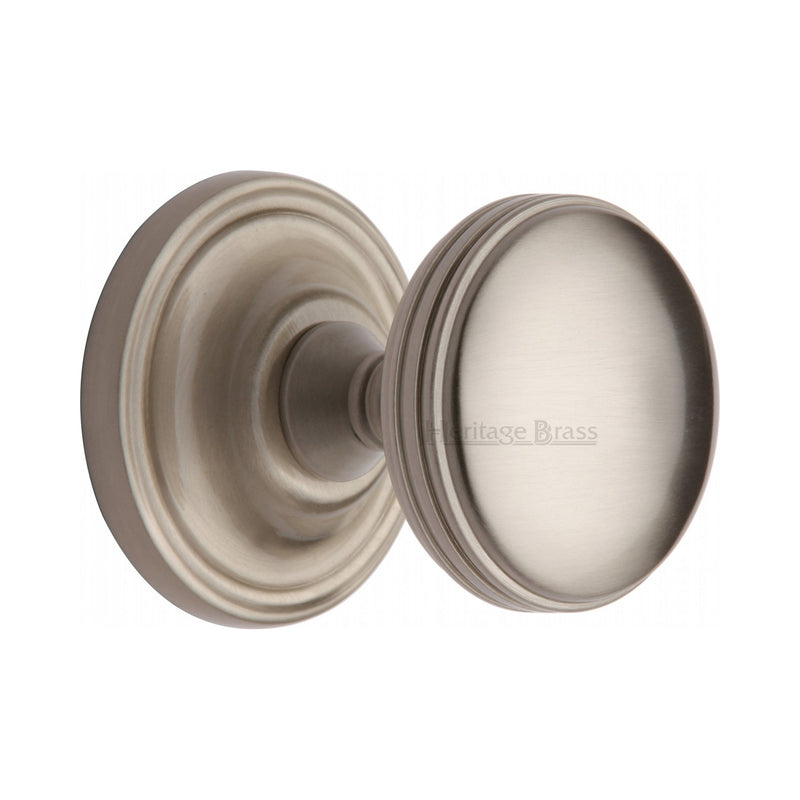 Heritage Brass Mortice Knob on Rose Whitehall Design Satin Nickel finish - WHI6429-SN - Choice Handles