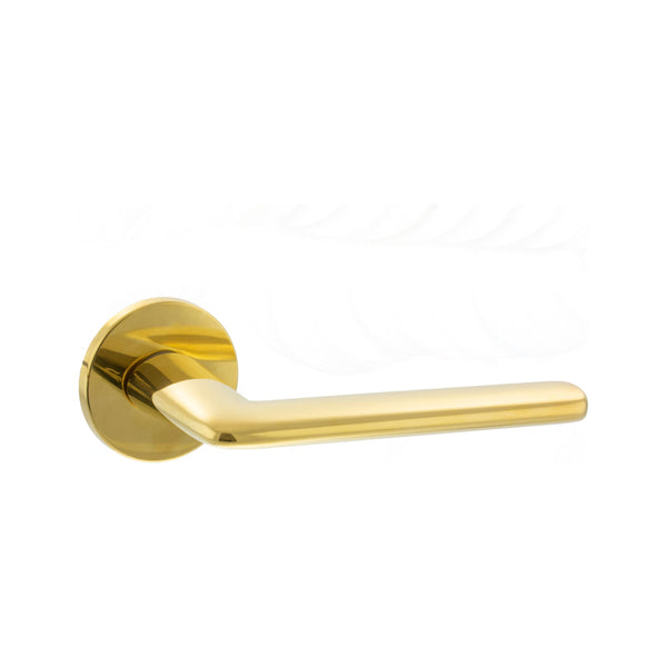 Tupai Exclusivo 5S Line Tavira Lever Door Handle on 5mm Slimline Round Rose - Raw Brass - XT3098R5SRB