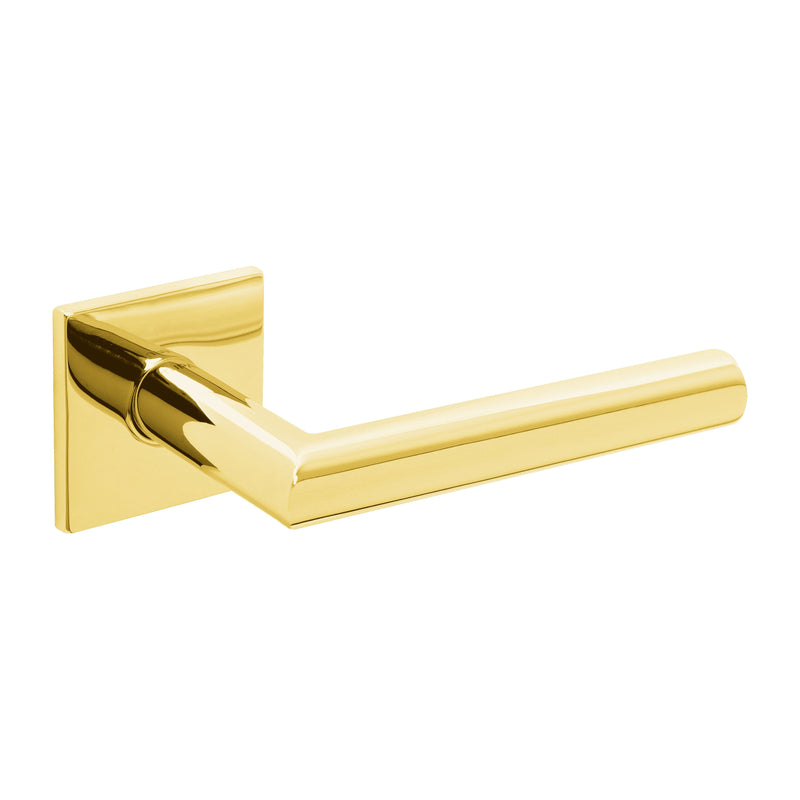 Tupai Exclusivo 5S Line Covela Lever Door Handle on 5mm Slimline Square Rose - Raw Brass - XT4002S5SRB