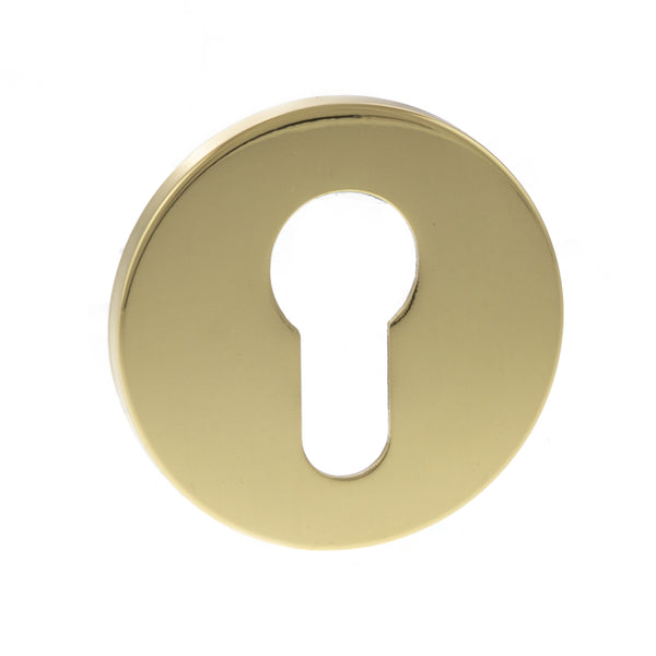 Tupai Exclusivo 5S Line Euro Escutcheons on 5mm Slimline Round Rose - Polished Brass - XTESCER5SPB