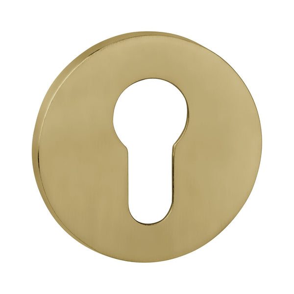 Tupai Exclusivo 5S Line Euro Escutcheons on 5mm Slimline Round Rose - Raw Brass - XTESCER5SRB