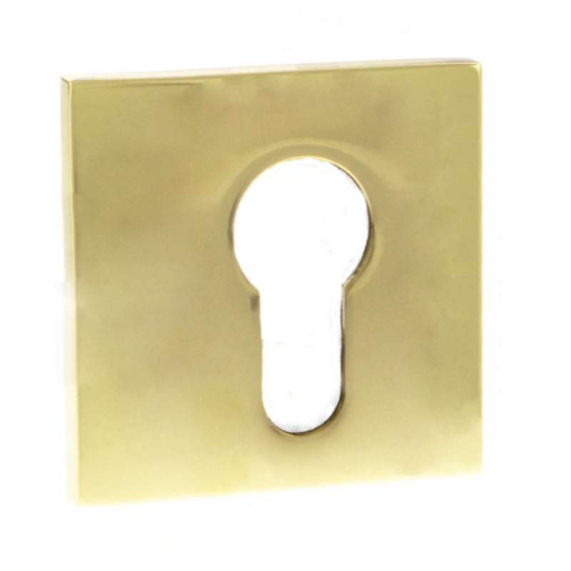 Tupai Exclusivo 5S Line Euro Escutcheons on 5mm Slimline Square Rose - Polished Brass - XTESCES5SPB