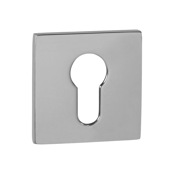 Tupai Exclusivo 5S Line Euro Escutcheons on 5mm Slimline Square Rose - Bright Polished Chrome - XTESCES5SPC