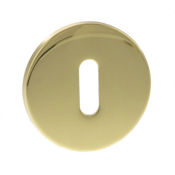 Tupai Exclusivo 5S Line Key Escutcheons on 5mm Slimline Round Rose - Polished Brass - XTESCKR5SPB