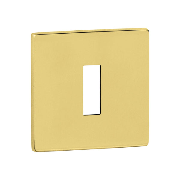 Tupai Exclusivo 5S Line Key Escutcheons on 5mm Slimline Square Rose - Polished Brass - XTESCKS5SPB