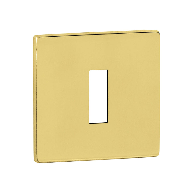 Tupai Exclusivo 5S Line Key Escutcheons on 5mm Slimline Square Rose - Polished Brass - XTESCKS5SPB