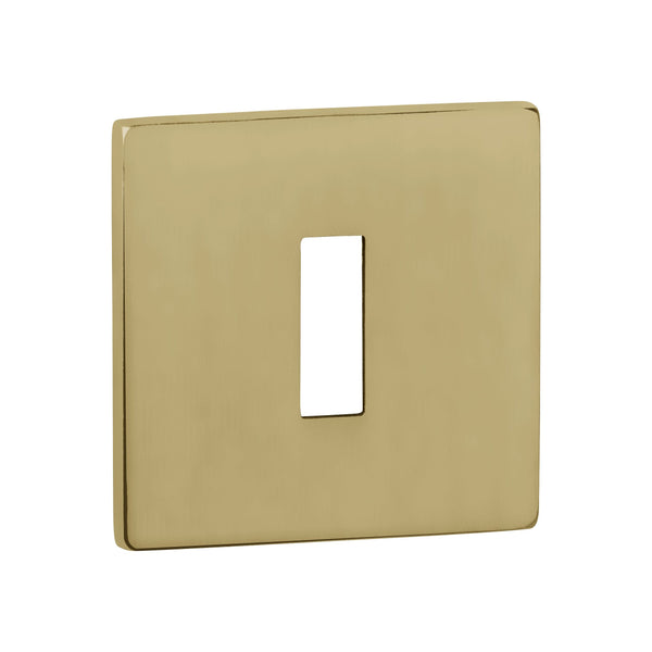 Tupai Exclusivo 5S Line Key Escutcheons on 5mm Slimline Square Rose - Raw Brass - XTESCKS5SRB