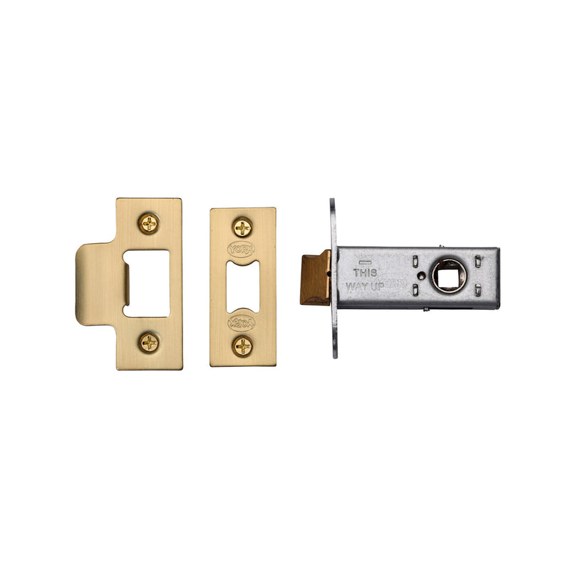 York Architectural Tubular Latch 2 1/2" Satin Brass Finish - YKAL2N-SB