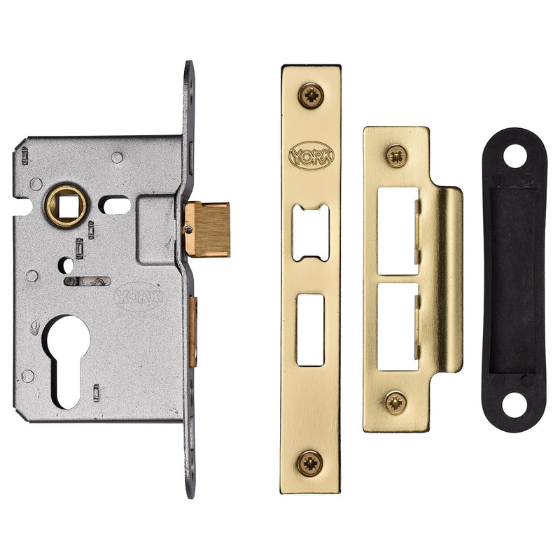 Euro Sash Lock 2 1/2 Satin Brass finish
 - YKASLE2-SB