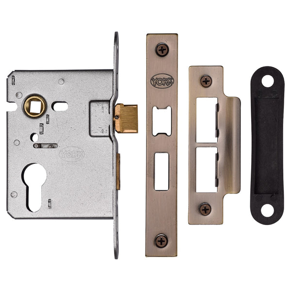 Euro Sash Lock 3  Antique Brass Finish
 - YKASLE3-AT