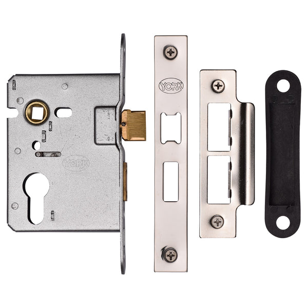 York EuroProfile Sashlock 3" Polished Chrome/Nickel Finish - YKSLE3N-PC&PN