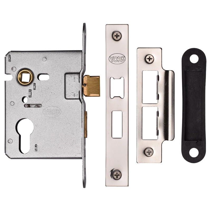 York EuroProfile Sashlock 2 1/2 Polished Chrome/Nickel Finish
 - YKSLE2N-PC&PN