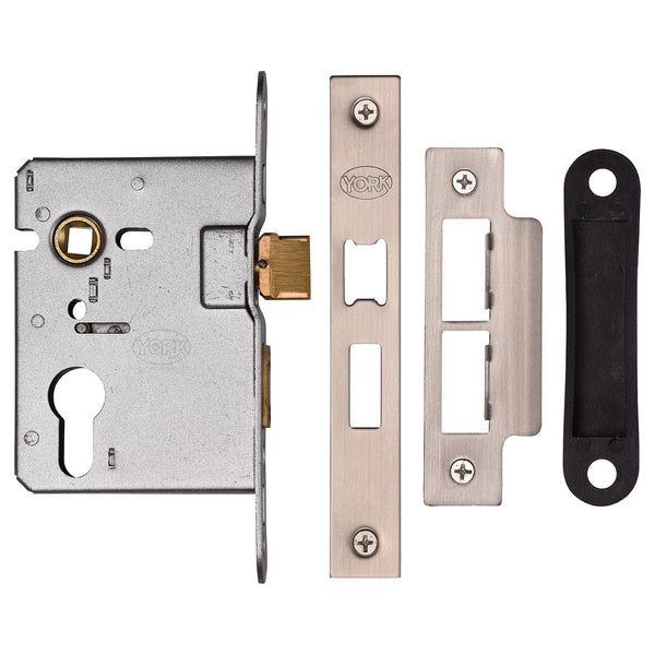 York EuroProfile Sashlock 3" Satin Nickel/ Chrome Finish - YKSLE3N-SN&SC