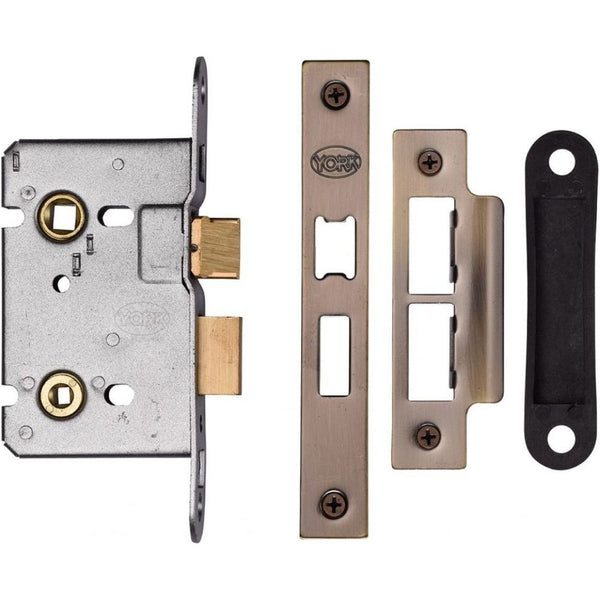 York Bathroom Lock 3 Antique Brass finish
 - YKBL3N-AT