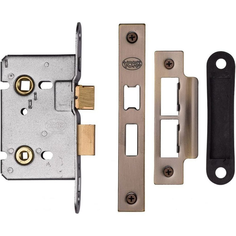 York Bathroom Lock 3 Antique Brass finish
 - YKBL3N-AT