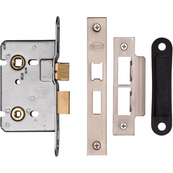 York Bathroom Lock 3 Satin Nickel/Satin Chrome finish
 - YKBL3N-SN&SC