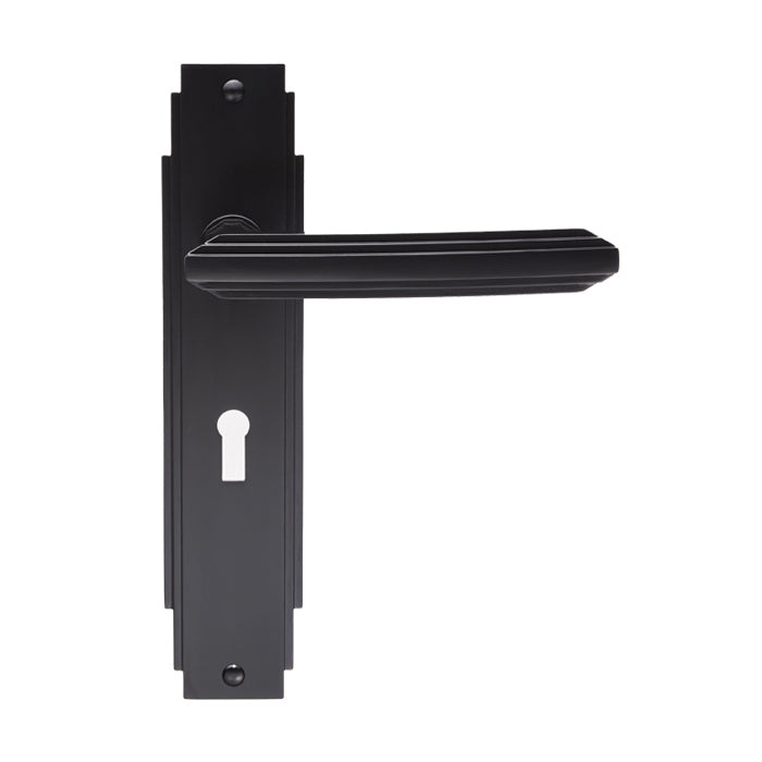 Carlisle Brass - Art Deco Lever on Lock Backplate - Matt Black - ADR011MB - Choice Handles