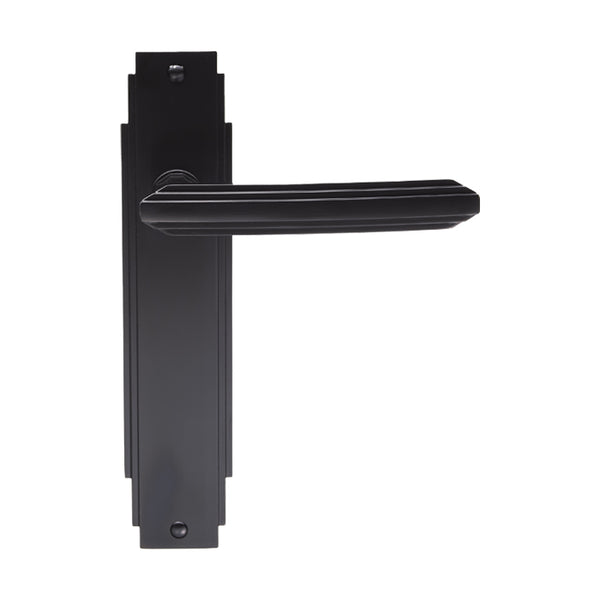 Carlisle Brass - Art Deco Lever on Latch Backplate - Matt Black - ADR012MB - Choice Handles