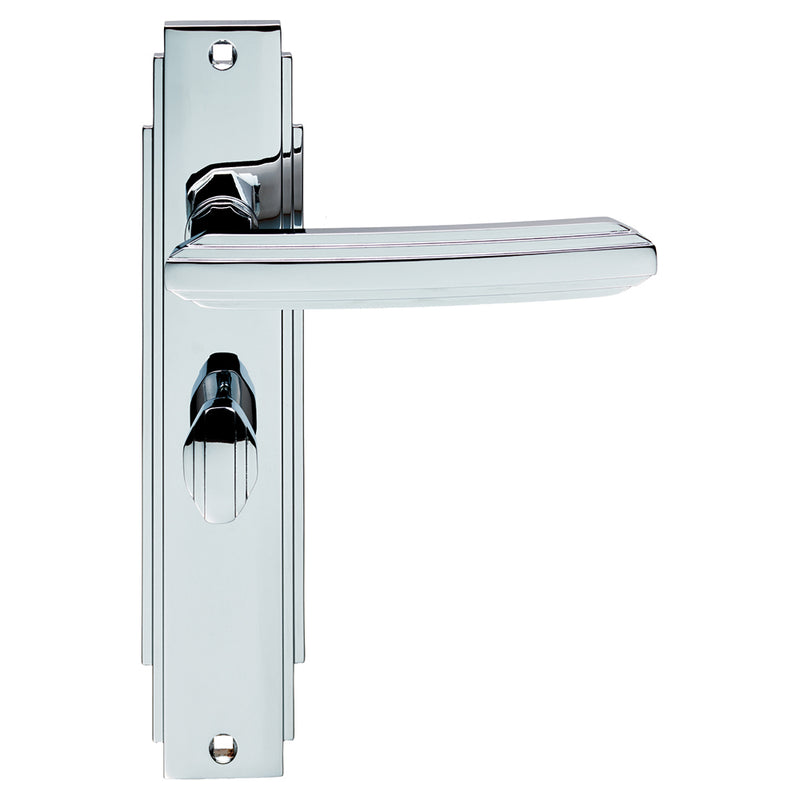 Carlisle Brass - Art Deco Lever on WC Backplate - Polished Chrome - ADR013CP - Choice Handles