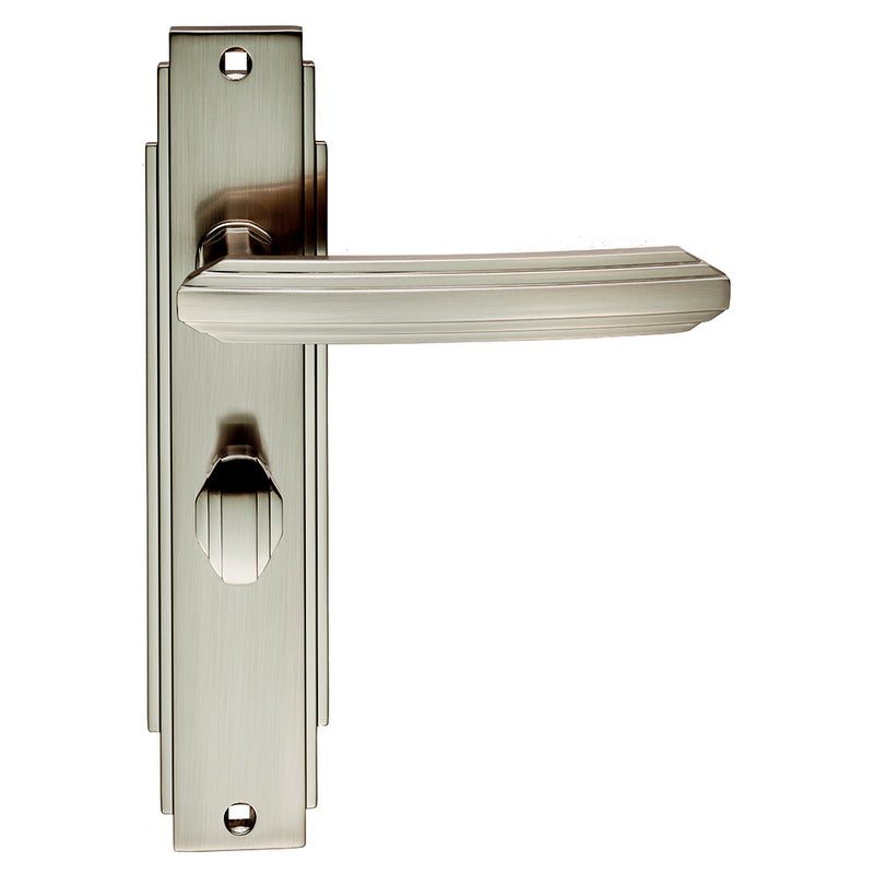 Carlisle Brass - Art Deco Lever on WC Backplate - Satin Nickel - ADR013SN - Choice Handles