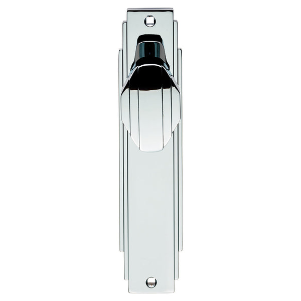 Carlisle Brass - Art Deco Knob on Latch Backplate - Polished Chrome - ADR022CP - Choice Handles