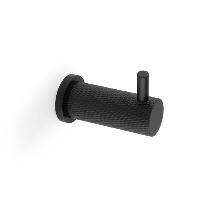 Alexander & Wilks Brunel Knurled Coat Hook - Black - AW775BL