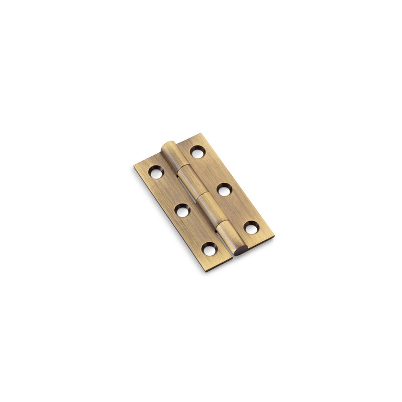 Alexander and Wilks - Heavy Pattern Solid Brass Cabinet Butt Hinge 50mm - Antique Brass - AW050-CH-AB