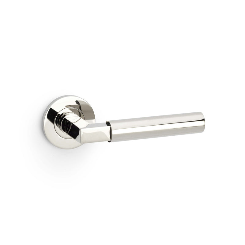 Alexander and Wilks - Hurricane Plain Lever on Round Rose - Polished Nickel PVD - AW201PNPVD