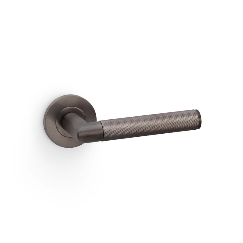 Alexander and Wilks - Harrier Knurled Lever on Round Rose - Dark Bronze PVD - AW210DBZPVD