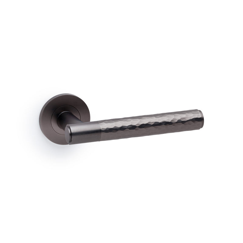 Alexander and Wilks - Spitfire Hammered Lever on Round Rose - Dark Bronze - AW223DBZ