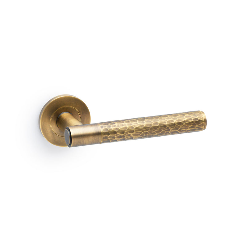 Alexander and Wilks - Spitfire Hammered Lever on Round Rose - Italian Brass - AW223IB