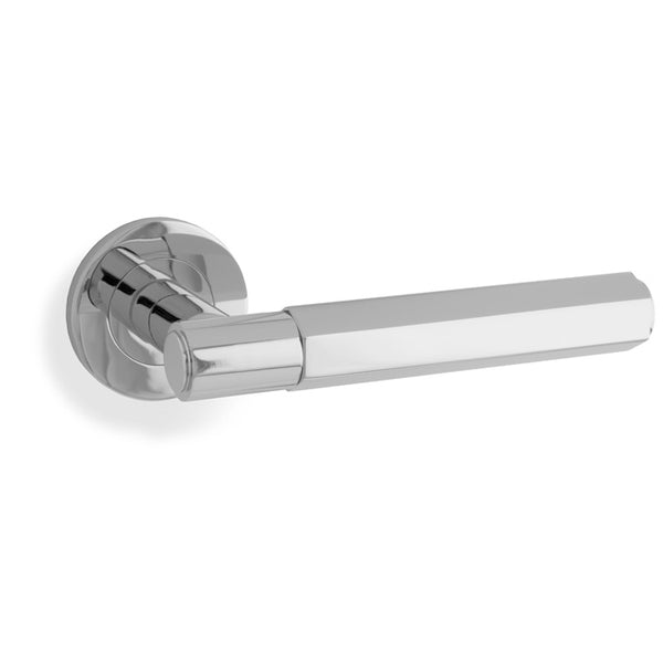 Alexander & Wilks Spitfire Alexander and Wilks Hex  Lever on Round Rose - Polished Chrome - AW224PC