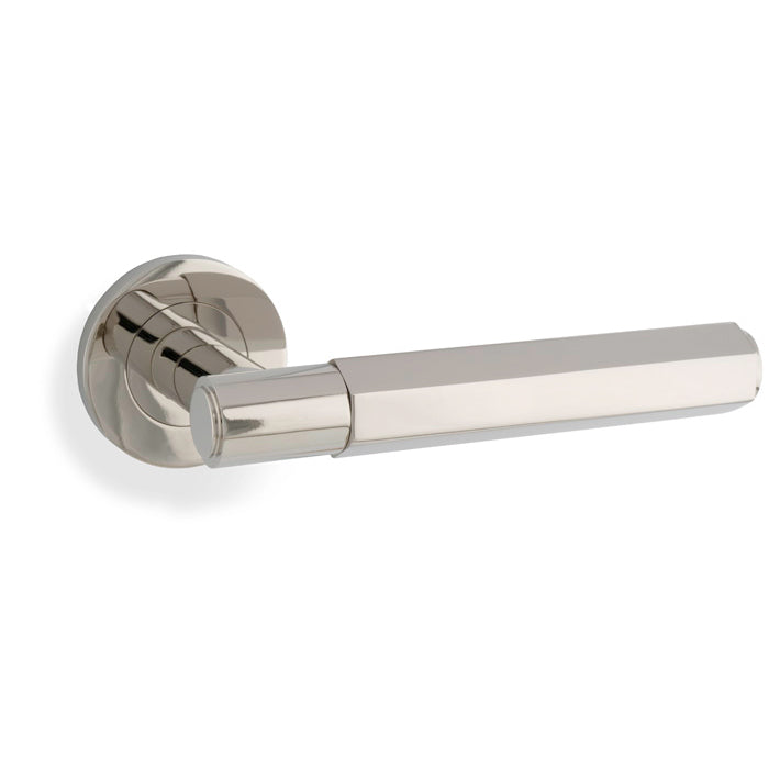 Alexander & Wilks Spitfire Alexander and Wilks Hex  Lever on Round Rose - Polished Nickel - AW224PN