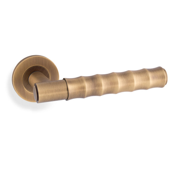 Alexander & Wilks Spitfire Bamboo Lever on Rose - Antique Brass - AW225AB