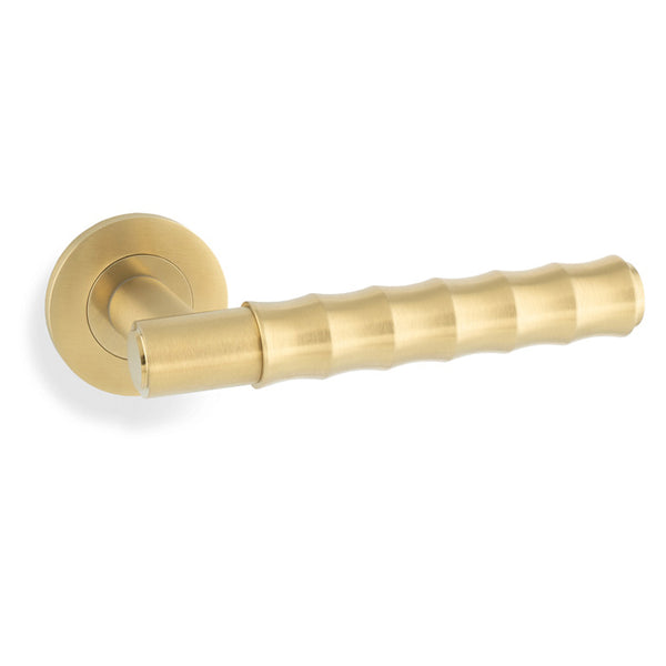 Alexander & Wilks Spitfire Bamboo Lever on Rose - Satin Brass PVD - AW225SBPVD