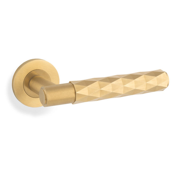 Alexander & Wilks Spitfire Lever Diamond Cut ON 50X6mm ROSE - Satin Brass PVD - AW226SBPVD