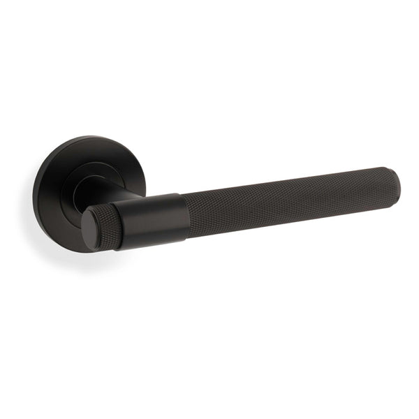 Alexander & Wilks Knurled Kingstone Lever on Round Rose - Black - AW240BL