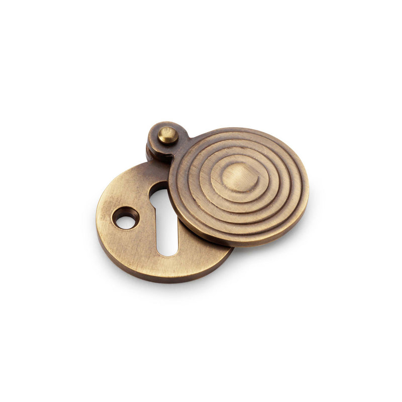 Alexander and Wilks - Standard Key Profile Round Escutcheon with Christoph Design Cover - Antique Brass - AW382-AB