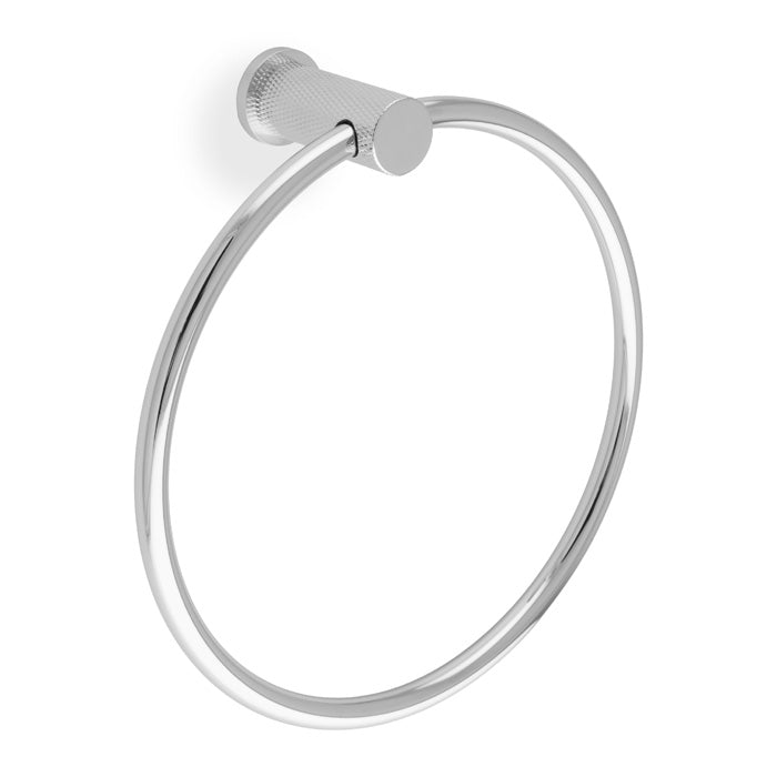 Alexander and Wilks - Brunel Diamond Knurled Towel Ring - Polished Chrome - AW451PC