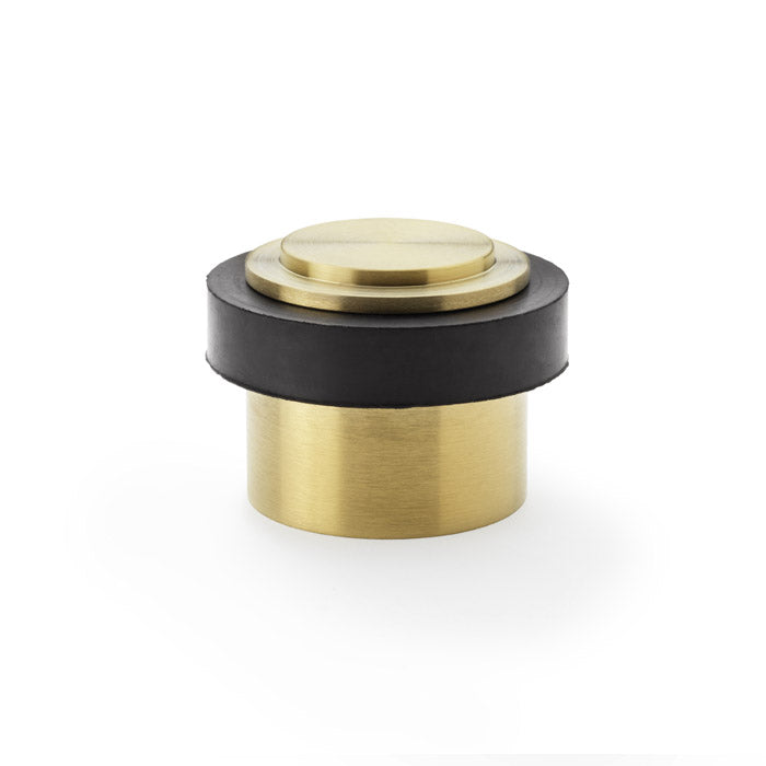 Alexander and Wilks - Plain Floor Mounted Door Stop - PVD Satin Brass - AW603SBPVD