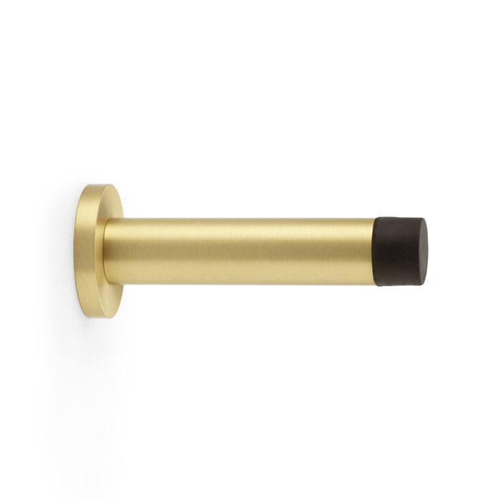 Alexander and Wilks - Cylinder Projection Door Stop on Rose - Satin Brass - AW616SB