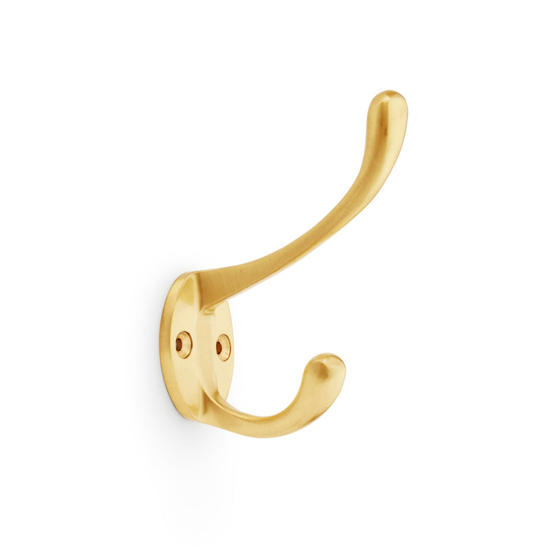 Alexander and Wilks Victorian Hat and Coat Hook - Satin Brass - AW770SB