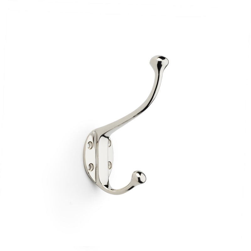 Alexander and Wilks Traditional Hat and Coat Hook - Polished Nickel - AW772PN