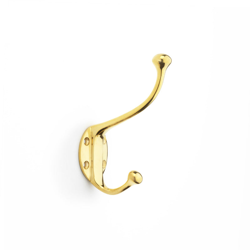 Alexander and Wilks Traditional Hat and Coat Hook - Unlacquered Brass - AW772UB