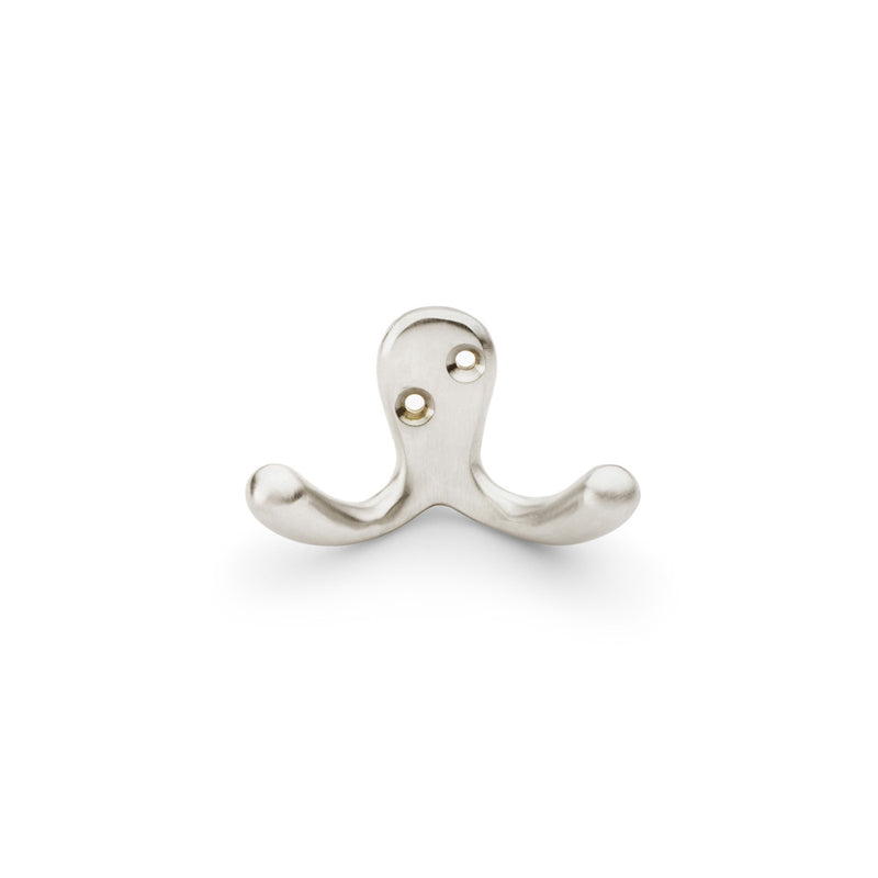 Alexander and Wilks - Victorian Double Robe Hook - Satin Nickel - AW773SN