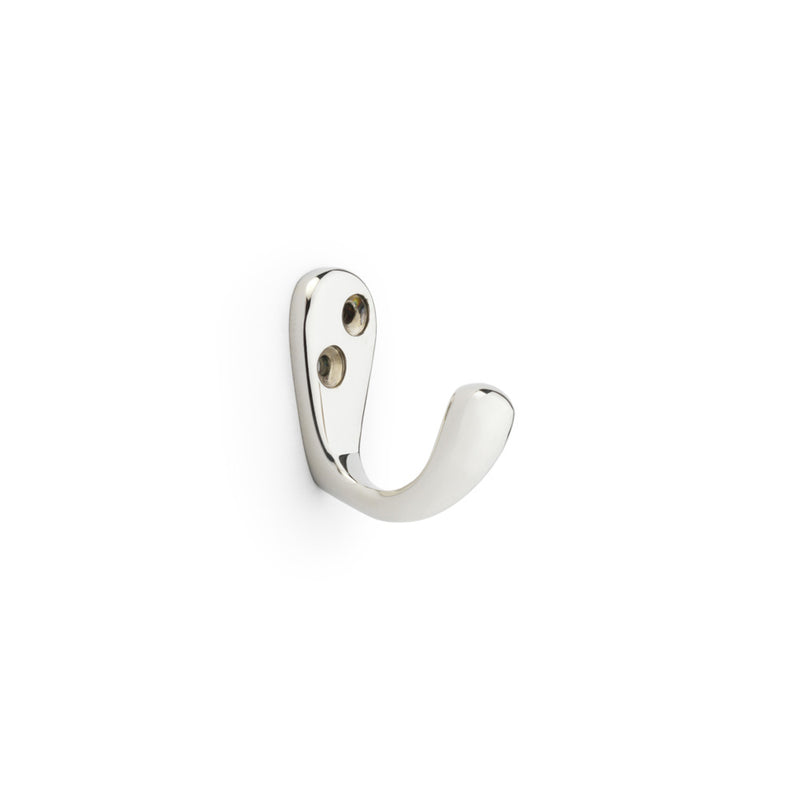 Alexander and Wilks - Victorian Single Robe Hook - Polished Nickel - AW774PN